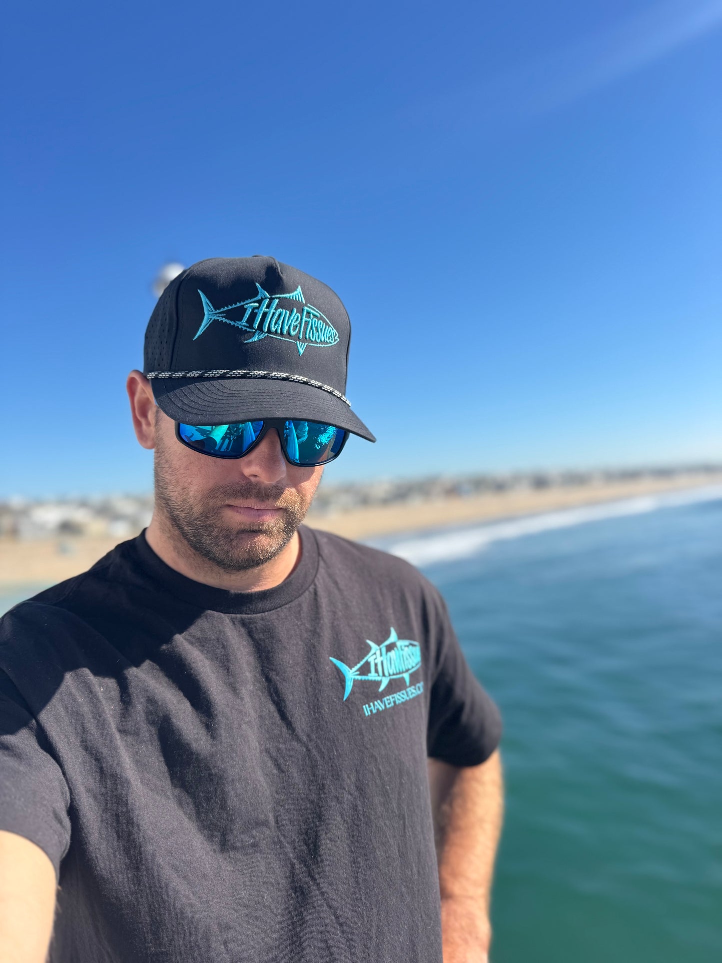 Water repellent 5 Panel Laser Performance Rope Hat (Black)