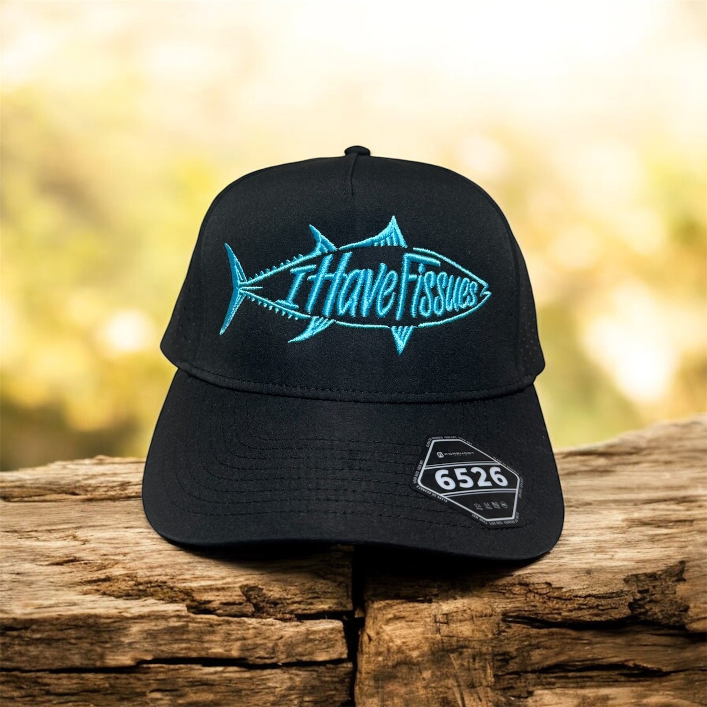 Water repellent 5 Panel Laser Performance Hat (Black)